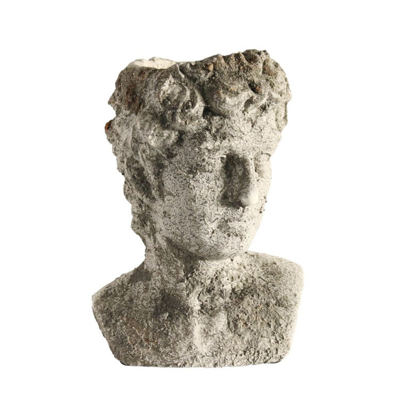 Large Rough Ceramic Grey Male Bust - Future Decor