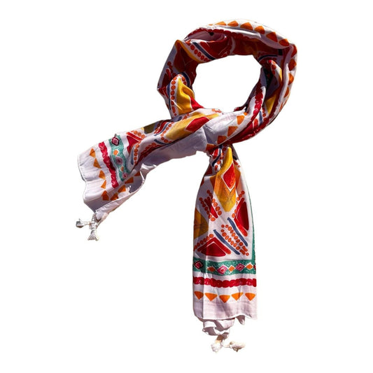 Red Orange Tribal Triangle Art Scarf - Future Decor