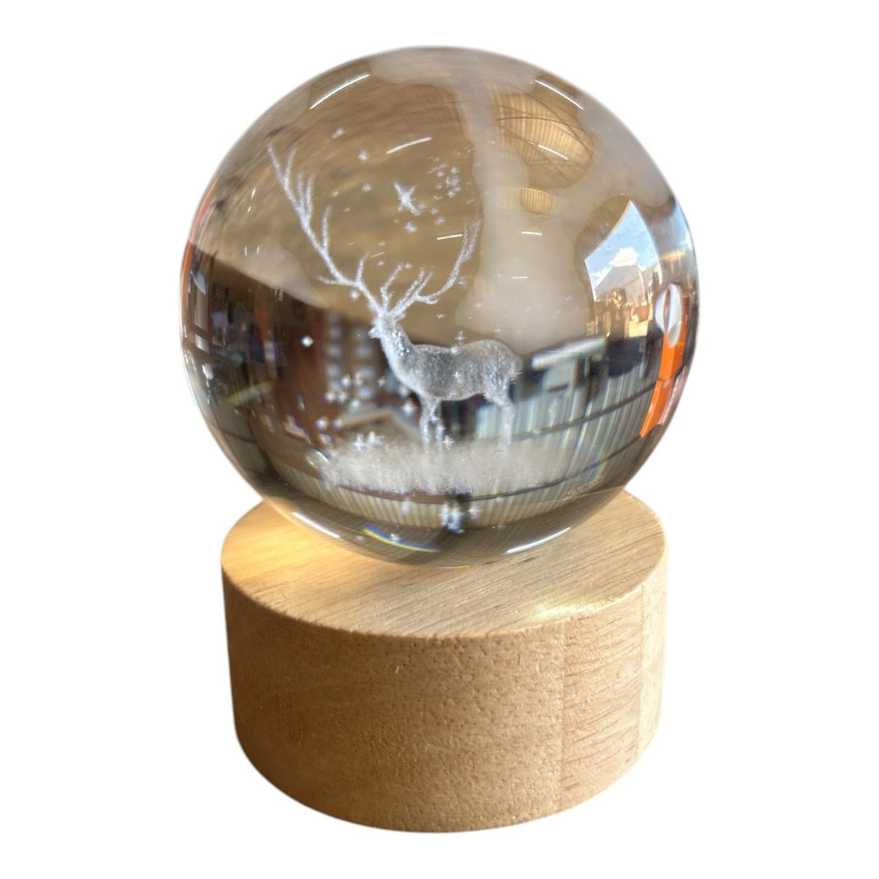 Stag Motif Illuminated Glass Sphere - Future Decor