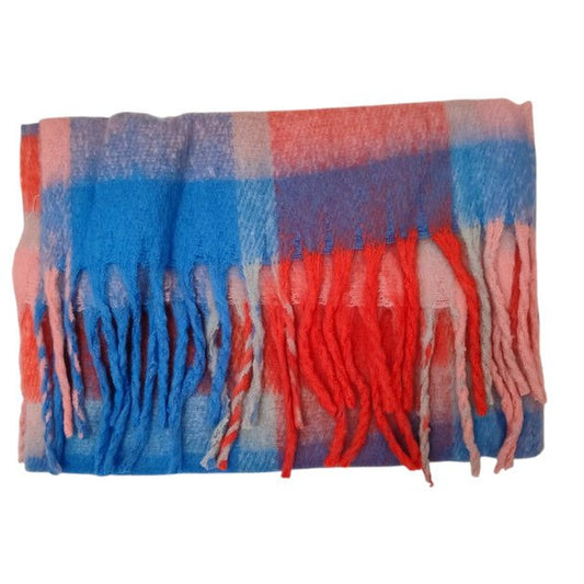 Striped Blue and Red Cozy Polyester Scarf - Future Decor