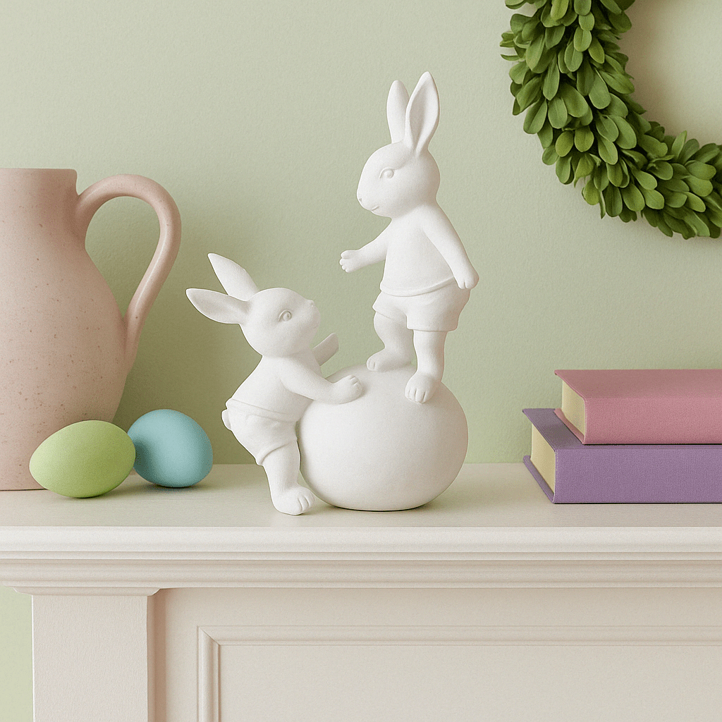 White Bunnies On Egg - Future Decor